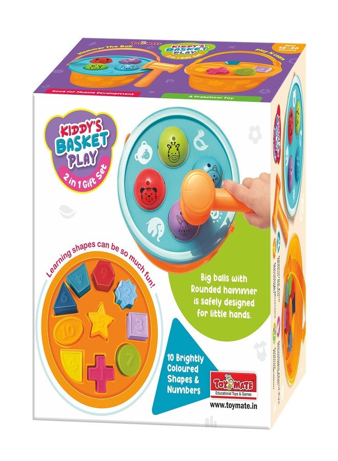 Toymate Kiddy’s Basket Play - Combo of Hammering Fun & Shape Sorting Basket - A Learning Shapes Colors Knock Pounding Fine Motor Toy Set for Kids Toddlers - Image 2